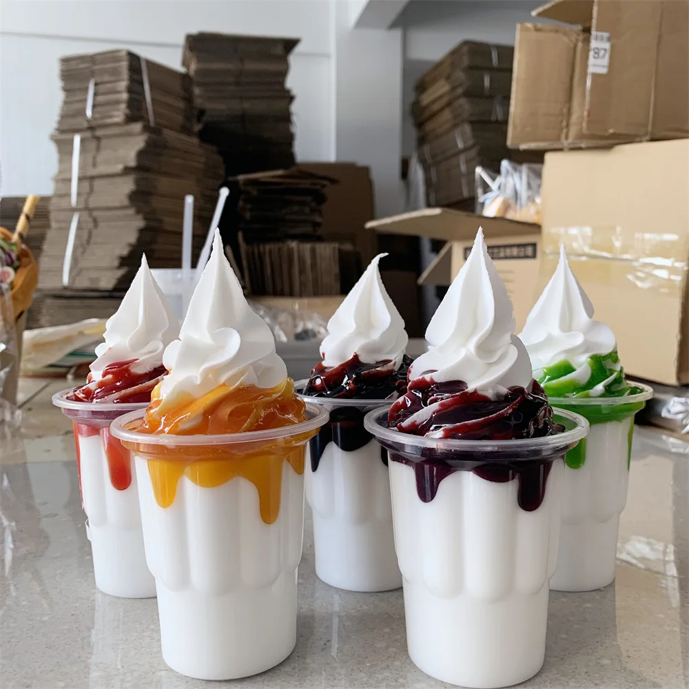 250 ml gefälschte Eisbecher Marmelade Eis Lebensmittel Display Heidelbeere Erdbeere ASMR Sound Requisiten Schokolade Propaganda Original echtes Set Spielen – Detail 6