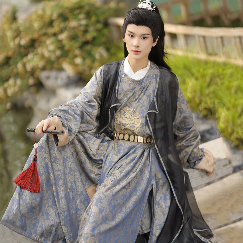 

Hanfu Ming-made round-neck robe Chinese style ancient costume embroidered men same style new antique style