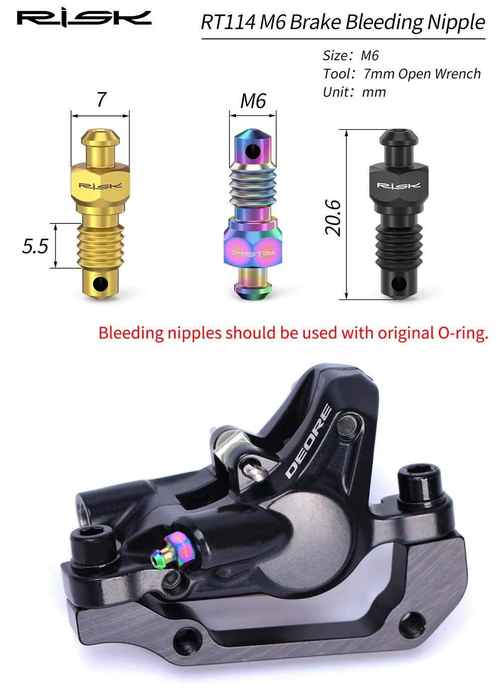 RISIKO Fahrrad Öl Hydraulische Scheibenbremse Titan Bolzen Schraube Halter Pin Kompression Mutter Entlüftungsnippel Hauptzylinder Fahrrad – Detail 2