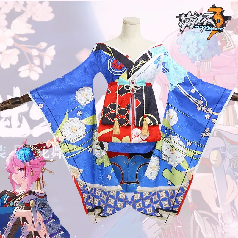 

Honkai Impact 3 Yae Sakura Female Cosplay Costume Clothes Game Cos Kimono Sexy Dress Set With Headwear