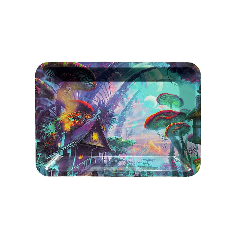 Household Metal Tray Rolling Tobacco Container Smoking Accessories Storage Trays Various Patterns 18x12.5cm 2