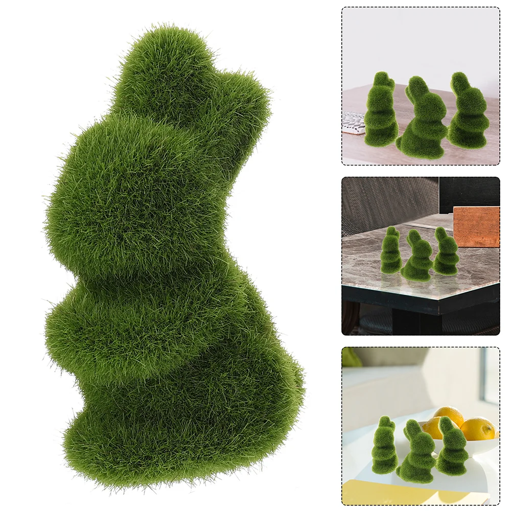 

Rabbit Easter Turf Grass Bunny Green Crafts Adornment Decor Adorable Ornament Funny Figurine Imitated Animal Artificial