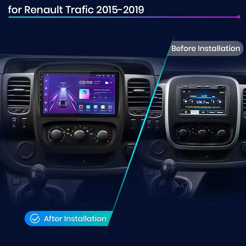 Radio de coche Junsun con CarPlay inalámbrico y Android Auto para Renault Trafic 3 2014-2021, para Opel Vivaro B 2014-2018, estéreo multimedia 2 DIN con ventilador de refrigeración integrado, navegación GPS, SWC, Bluetooth, FM, RDS, DSP, pantalla IPS, sistemas inteligentes para coche, 4G, WiFi, 8 núcleos, Plug&Play 2