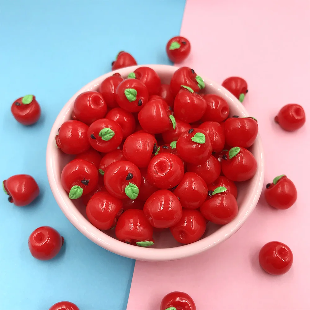 Resin Crafts Accessories 10Pcs Miniature 3D Fruits Resin Cabochon Kawaii Simulation Apple Strawberry Lemon DIY Scrapbooking Jewelry Charms