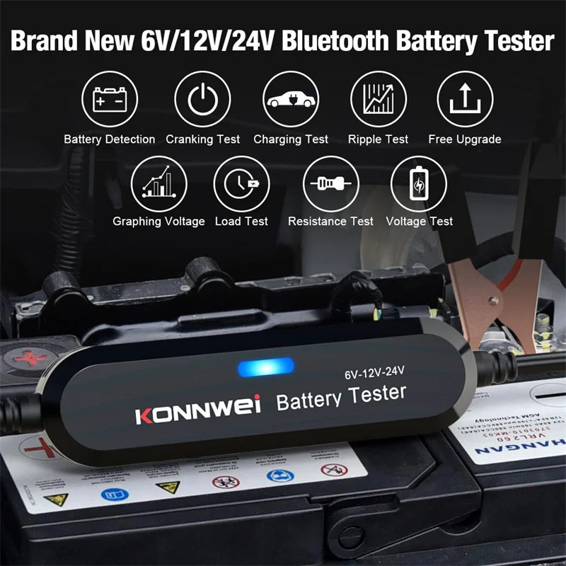 

Car Motorcycle Battery Tester BK200 Bluetooth 5.0 6V 12V 24V Battery Analyzer 100 to 2000 CCA Charging Cranking Test Tools