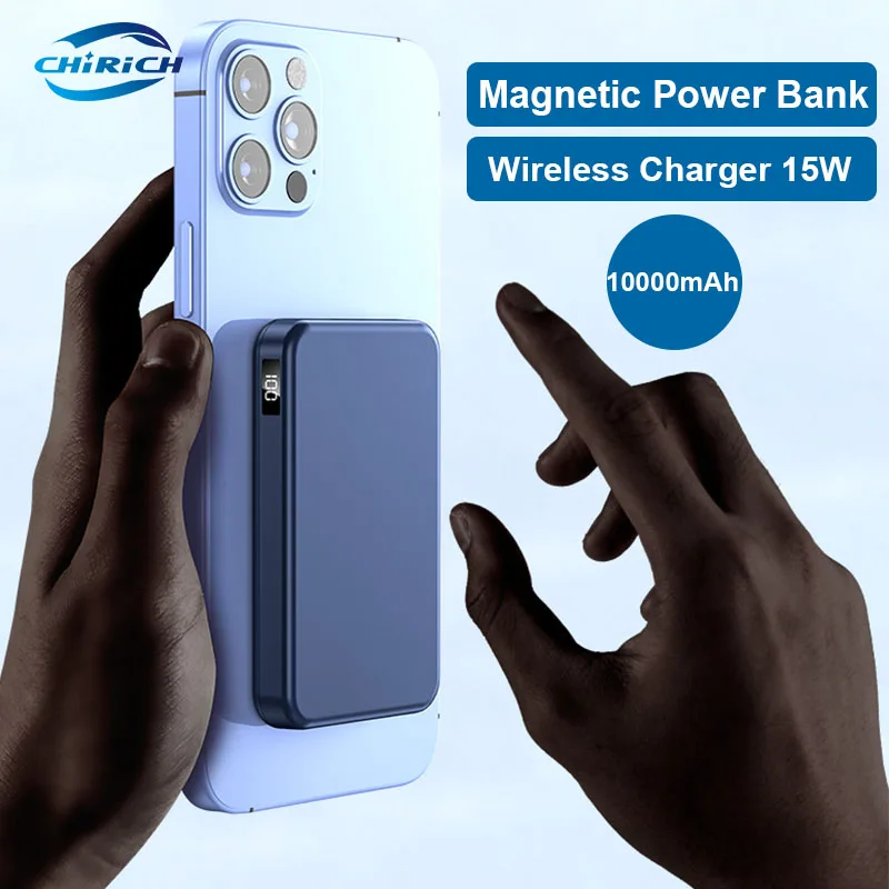 Tanie Bezprzewodowy Power Bank 10000mAh magnetyczny zapasowy akumulator szybkie ładowanie Powerbank sklep