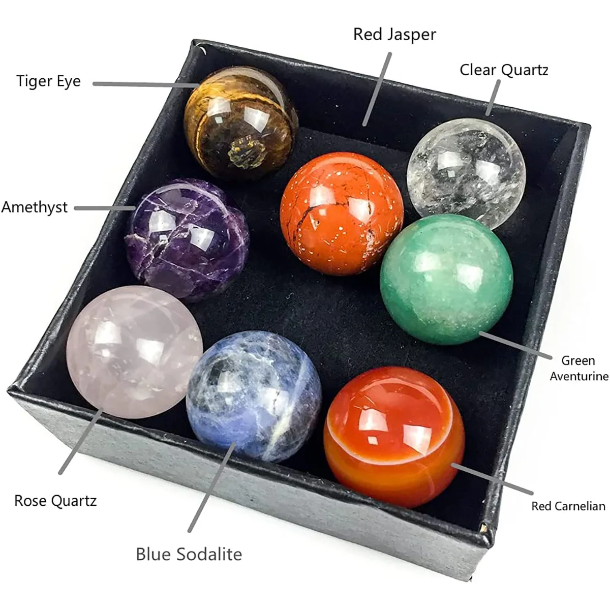 

8 Crystal Sphere Ball Gift for Chakra Balancing Therapy Healing Stones Crystals Spheres Balls Diameter 20mm