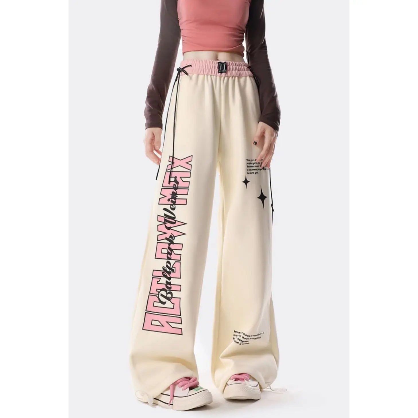 New Letter Printed Wide Leg Pants Women Loose Casual Straight Leg Long Pants Hiphop Sports Pants Sweatpants Women Gothic Clothes