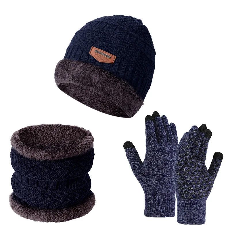 3 pieces/set winter men's and women's knitted hats winter hat set comfortable and warm hat set winter hat,knitted hat scarf set