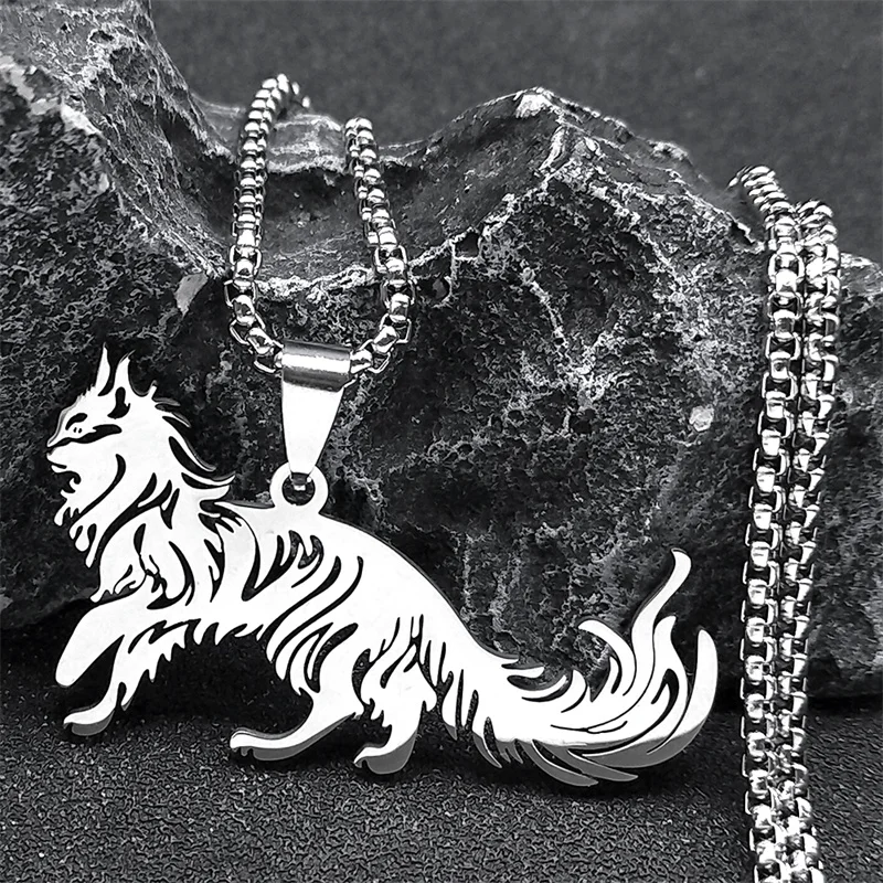 Collier Pendentif Chaton En Acier Inoxydable - Mignon Et Original - Neuf