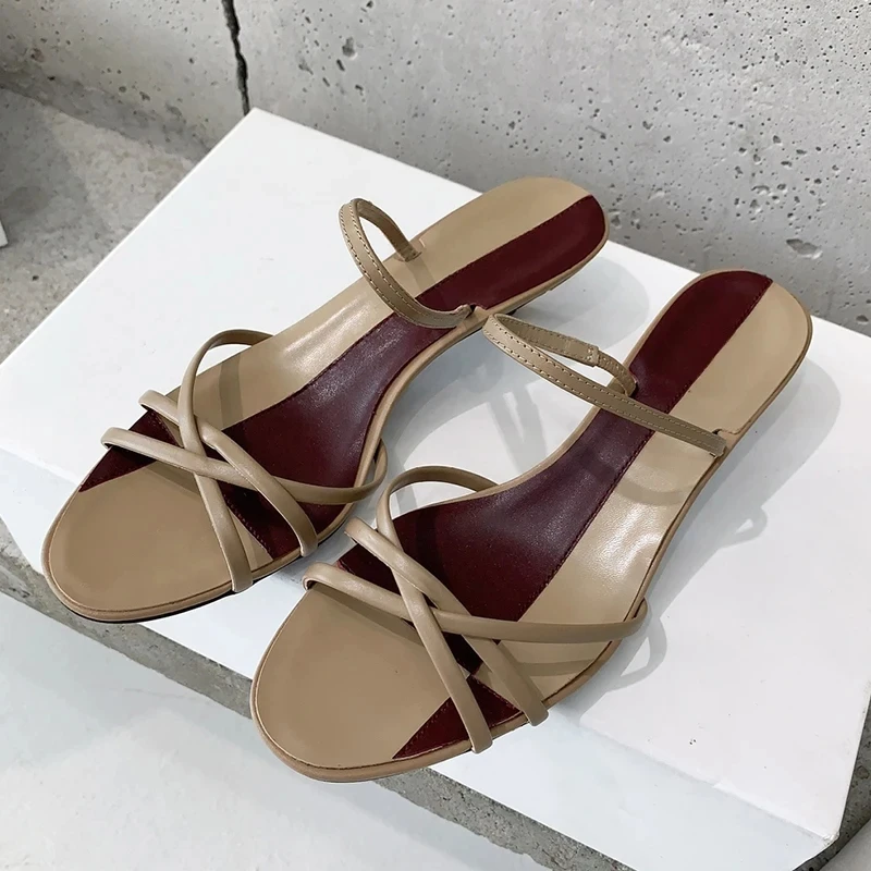 

2024 New Sexy Design with Slim Strap Sandals Women Leather Shoes with Strange Style Heel Female Zapatos
