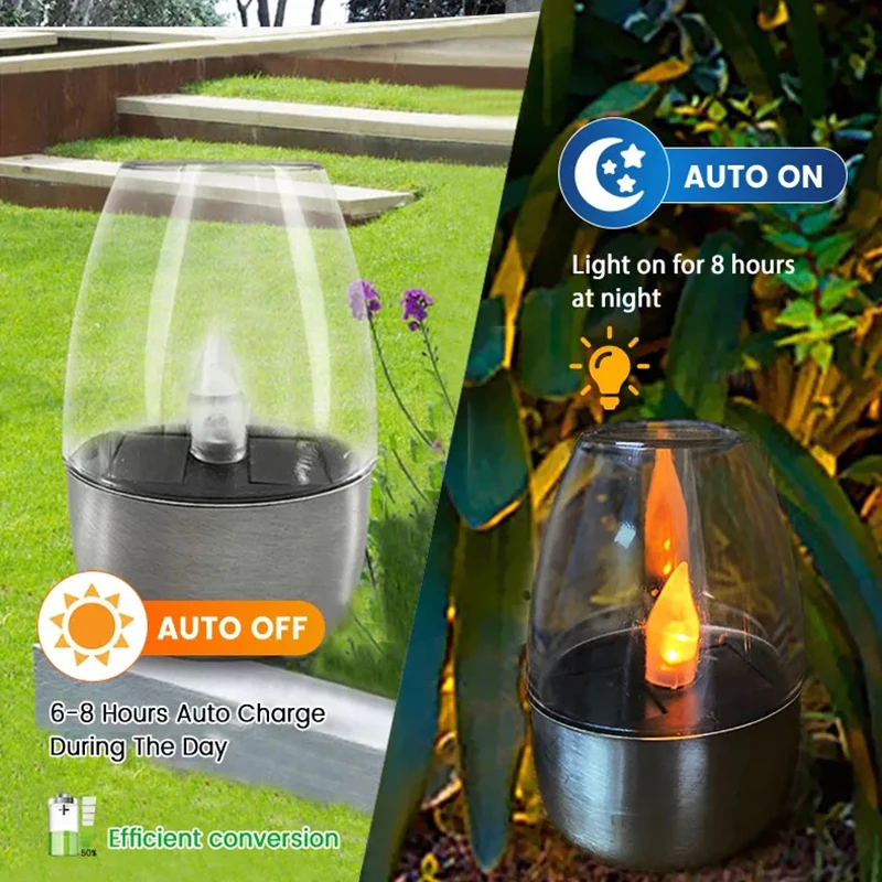 Luce solare a candela per esterni, giardino, luce a LED impermeabile in acciaio inox, luci da prato, lampade notturne per cortile, balcone, vialetto_voghion.com