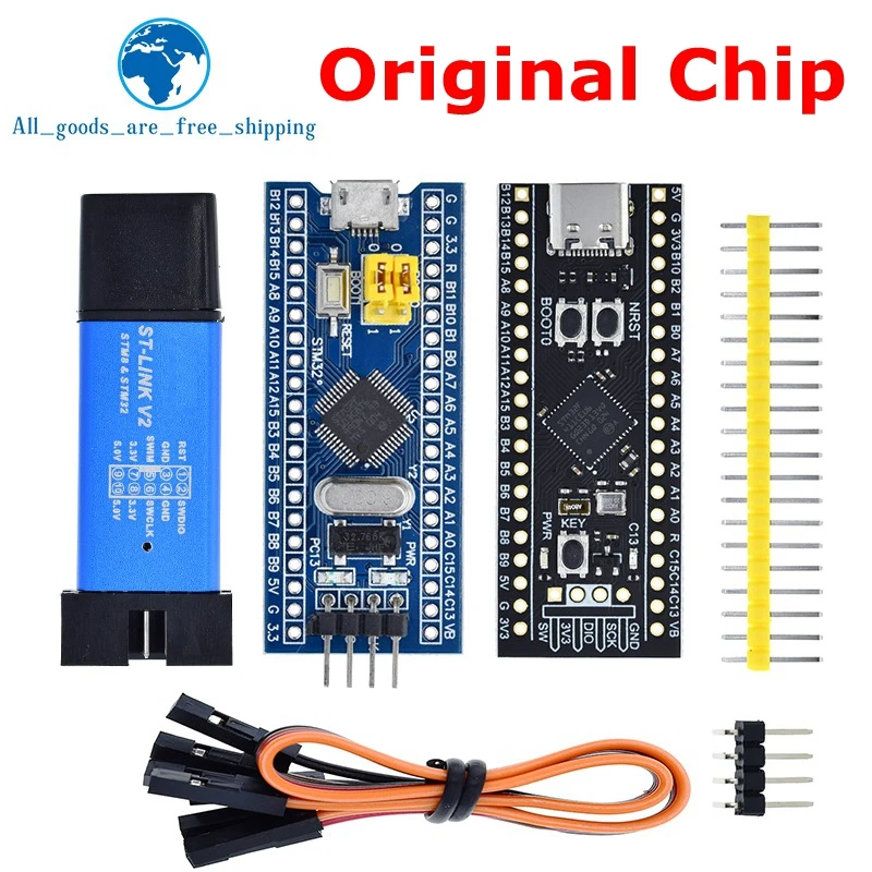 TZT 최소 시스템 개발 보드, STM32F103C8T6, CH32F103C8T6, ARM STM32, STM32F401, STM32F411 + ST-LINK V2 다운로드 프로그래머