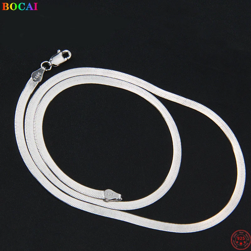 Silver  Chain Clavicle Necklace Titanium Steel Material Nonfading Snake Bone 