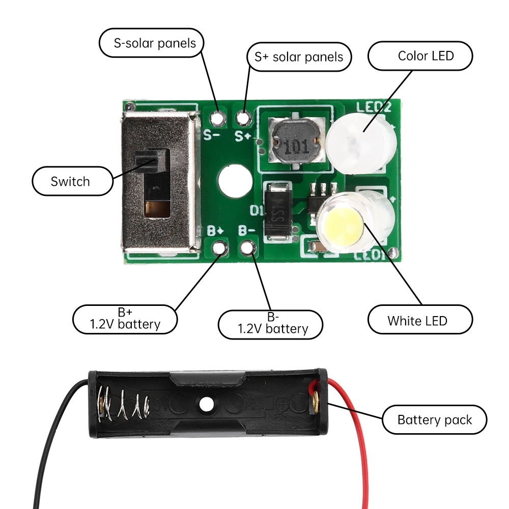 Solar Panel Kit 1.2V NiMH Battery Controller Solar Set with 2V Solar Panels Garden Mini Light Circuit Board PCBA Diy Kit