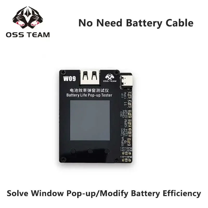 OSS W09 Pro V3 Battery Efficiency Pop Up Tester No External Cable Direct Card Efficiency 100 Data for IPhone 11-15PM