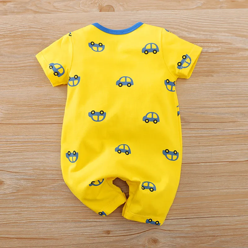 Summer Boys And Girls Cute Cartoon Car Embroidery Cotton Comfortable Casual Short Sleeve Baby Bodysuit baby rompers,baby jumpsuit,cotton jumpsuit,baby clothing,cotton onesies