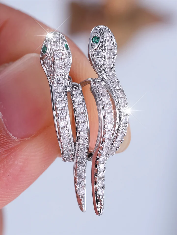 Anelli serpente in argento Sterling S925 per donna con pietra di zircone verde g