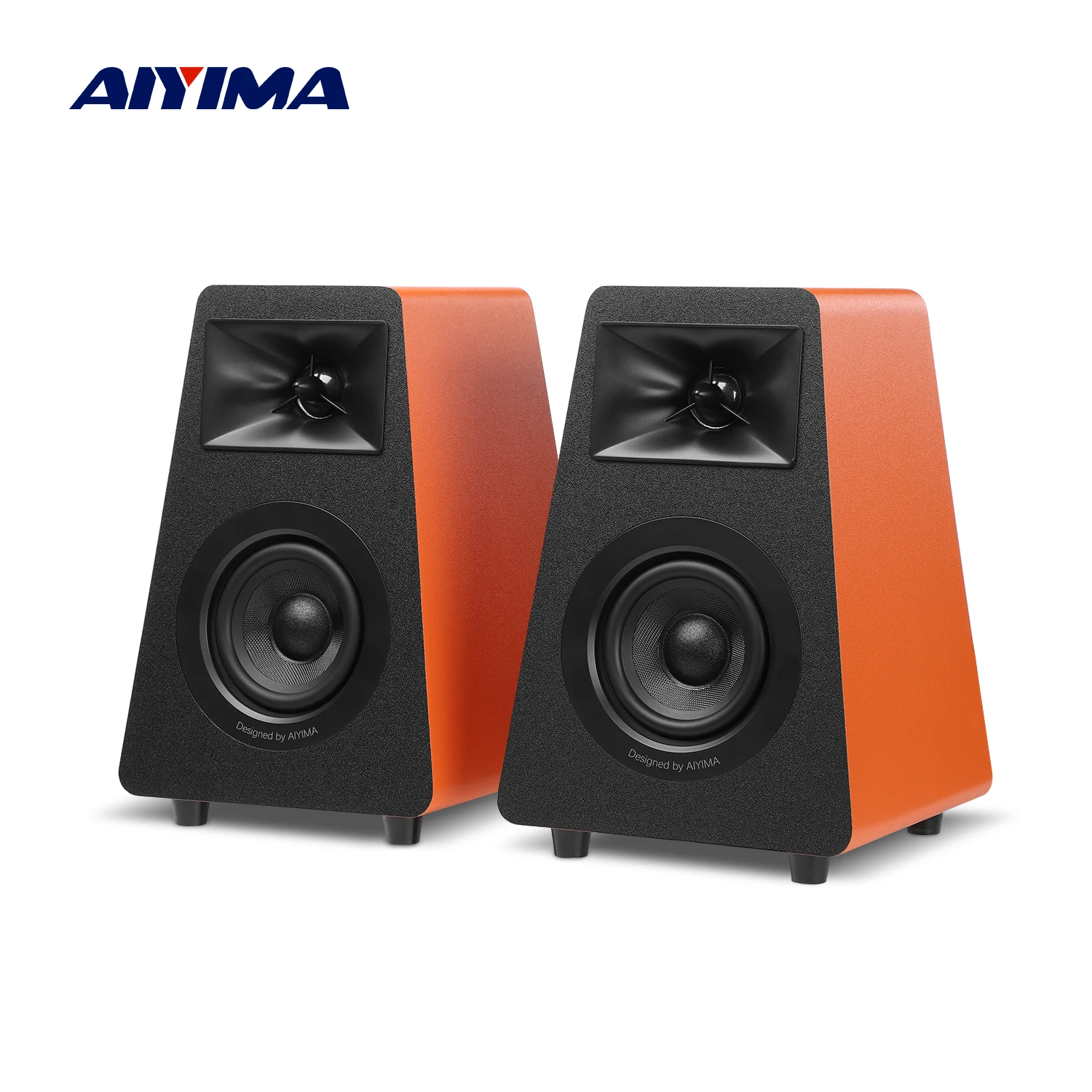 AIYIMA S30 Active Bookshelf Speakers Bluetooth Wooden 100W
