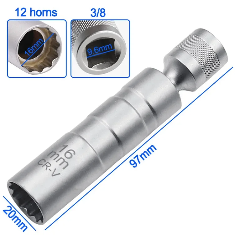 1pc 14/16mm Zündkerze Steckschlüssel Adapter Set Universal Joint mit Magnetische Flexible Buchse Dünne Stick auto Reparatur Werkzeug – Detail 5
