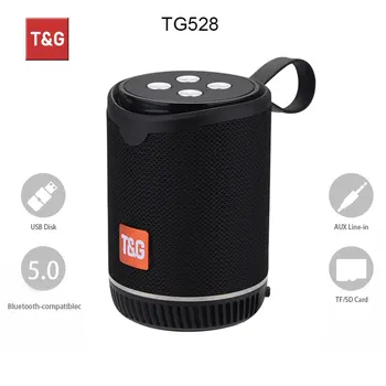 블루투스 스피커 TG528 미니 휴대용 야외 무선 확성기, 서브우퍼 내장 마이크, 지지대 TF 카드, FM 라디오 MP3