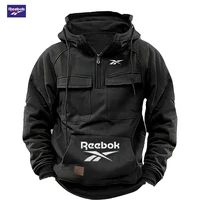 Sweat à capuche multi-poches avec logo Reebok 2026 - le choix idéal pour l'automne et l'hiver, confortable et semi-zippé 1