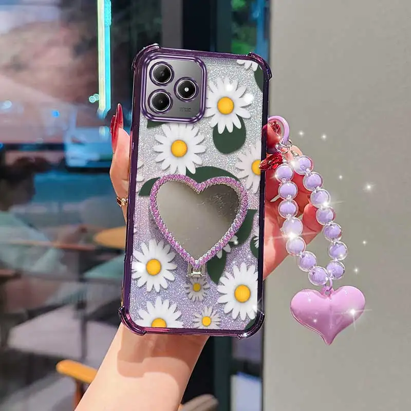 White Daisy Phone Case Set with Lanyard & Stand - 3 Piece Collection