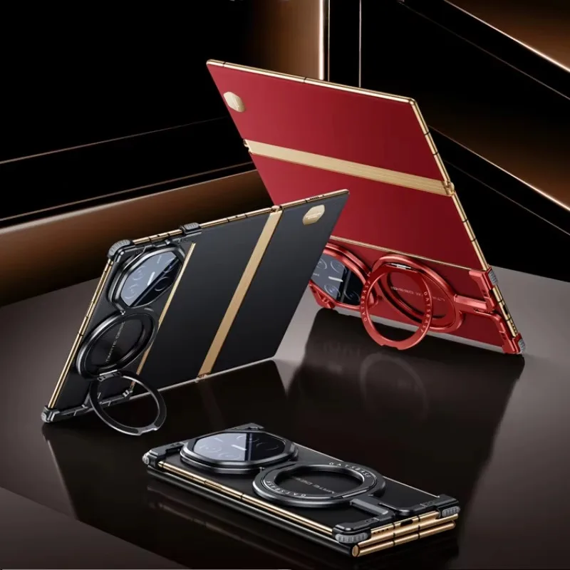 Eary for Huawei Mate XT Phone Case with 360 Rotatable Stand Metal Frameless Magnetic Protective Cover Aluminum Alloy Slim Bumper