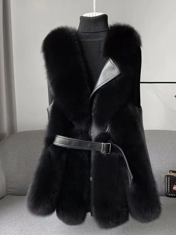 

Женское пальто из искусственного лисьего меха, корейское модное повседневное Свободное Женский безрукавный жилет, осенне-зимний теплая повязка, Пушистый Жилет