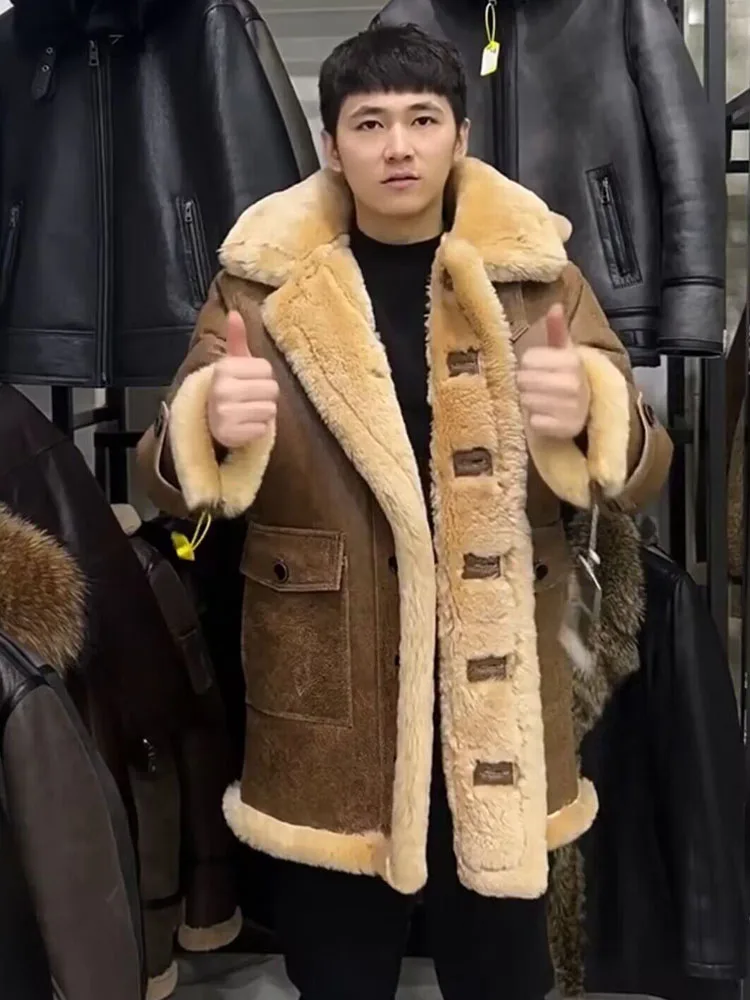 Montone Giacca In Pelle Imbottita Uomo Shearling Giacca Uomo