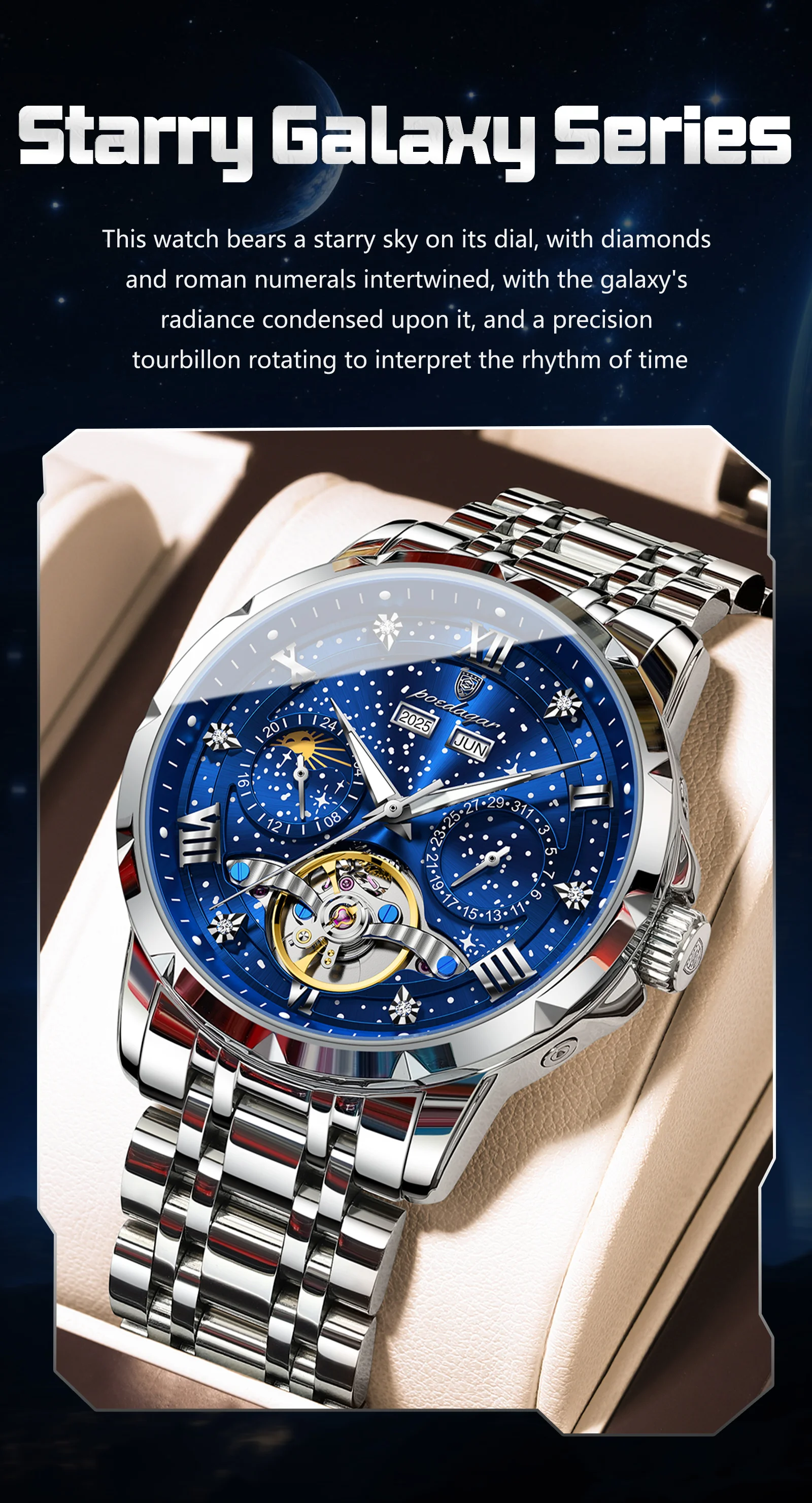 POEDAGAR Orologio da Uomo - Dettaglio quadrante