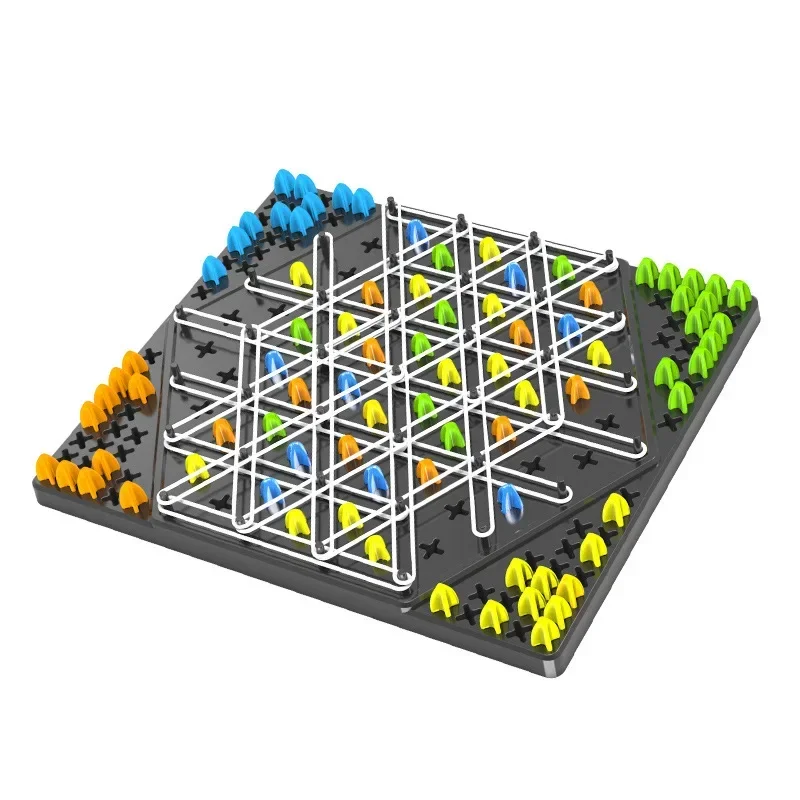 Kids New Geometry Chain Chess Puzzle Triangle Chess Desktop Board Strategy Game Training Family Interaction Thinking Toys Gifts