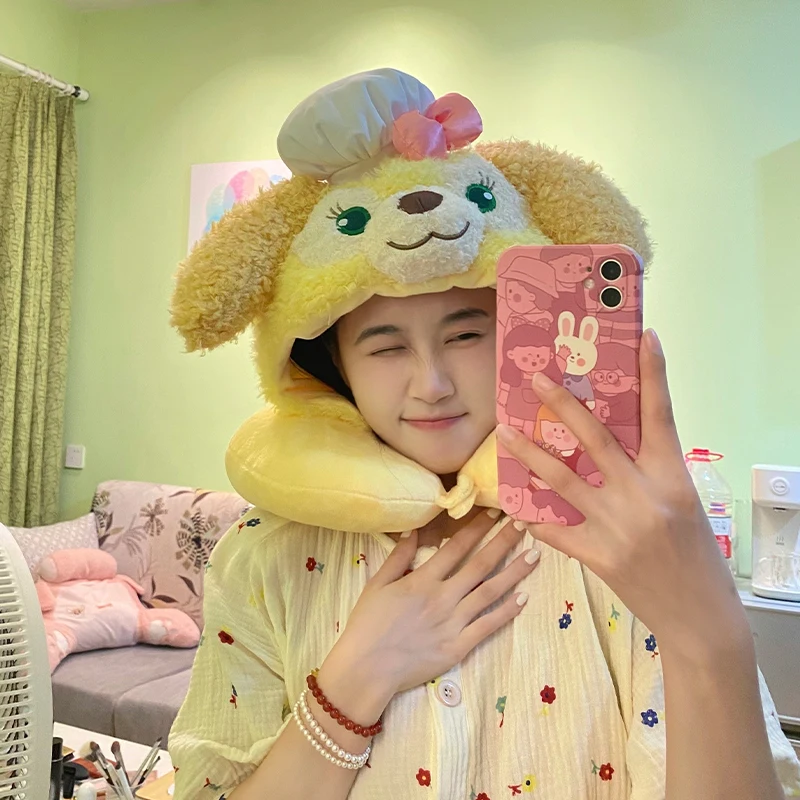 

Disney Stitch Stellalou U-shaped Neck Pillow Hooded Autumn And Winter Cute Cartoon Office Relieve Fatigue Neck Neck Pillow