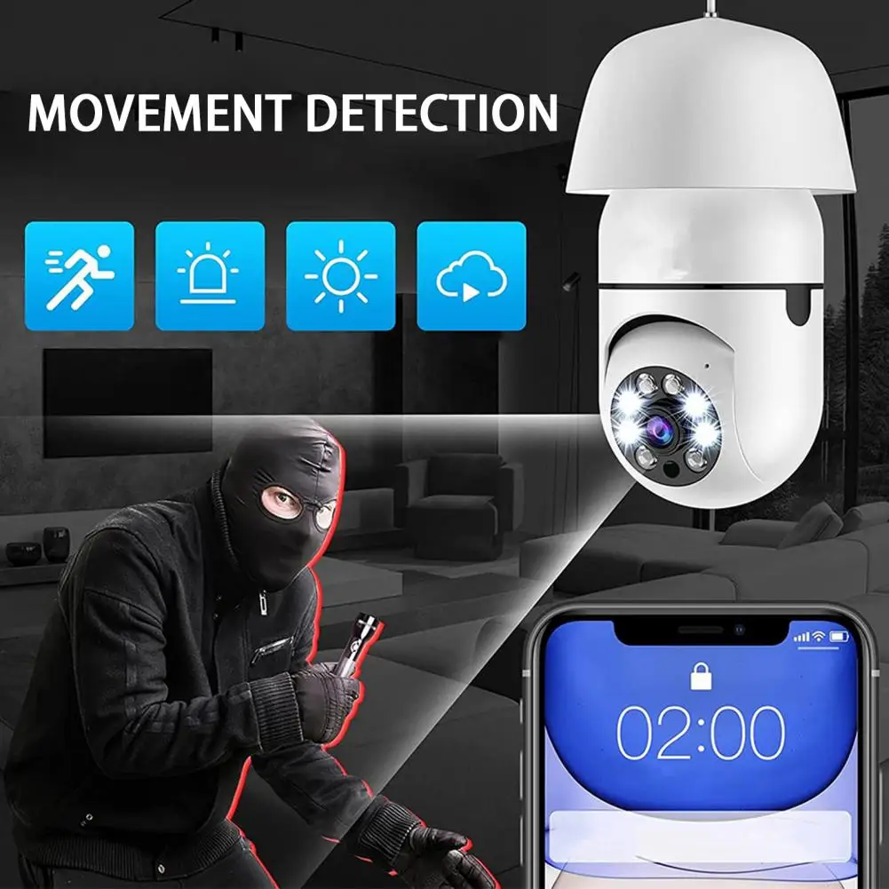 

Surveillance Camera Real-time Intelligent Monitoring 360 Degree Rotatable Indoor Sensitive WiFi E27 Bulb Smart IP Camera