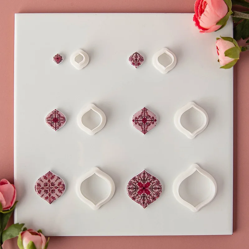 6Pcs/Set Geometry Series Simple Line Creative Graphic Polymer Clay Set Cutting Mold DIY Earrings Jewelry Pendant Decoration Silicone Mold Polymer Clay Cutter
