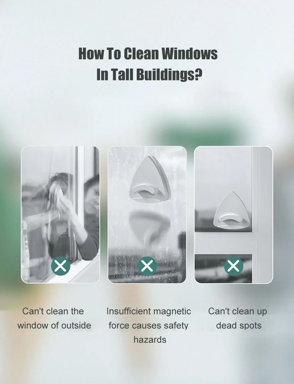 Description Picture 4 of itemUpgraded Magnetic Window Cleaner Brush Double Sided Automatic Water Discharge Wiper Glass Tool Household Window Home Use