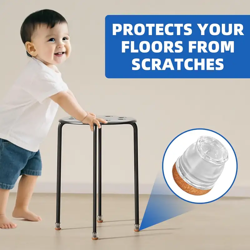 8PCS Small Round Chair Leg Floor Protectors Foot Cover Diagonal Silicone Furniture Table Feet Clear for Hardwood Floors Protect - Image 2