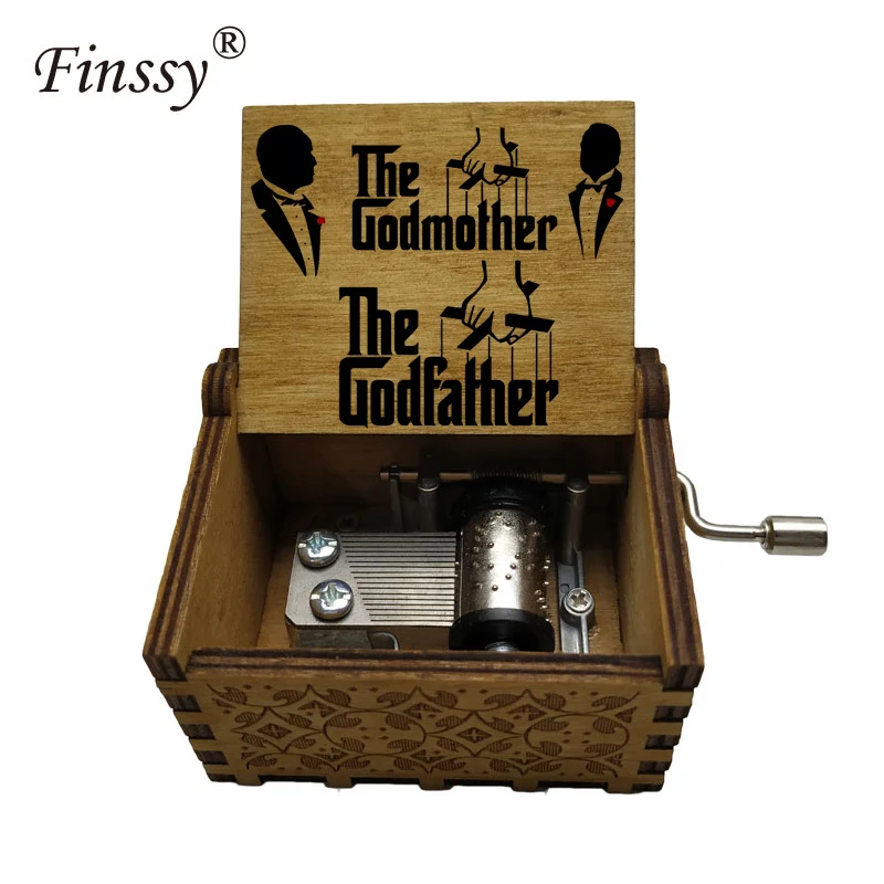 new arrival figure print Wooden hand The Godfather Music Box Christmas birthday Gift Party Casket Anonymity Decoration