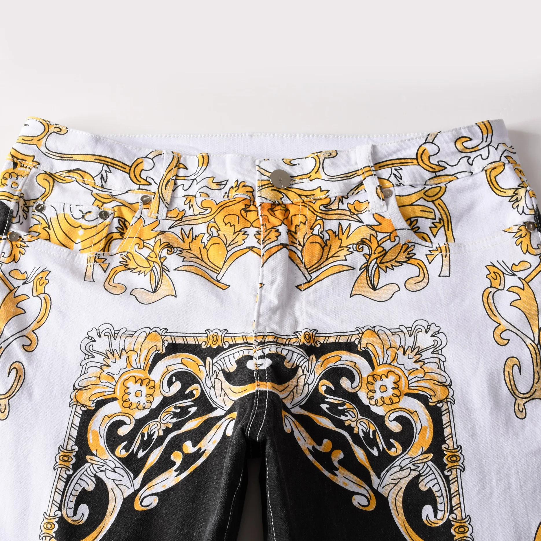 2023 New Men British Style Printed Jeans Fashion Casual Street Biker Slim Sexy Designe Men's Denim Pants Luxury Clothing Trouser