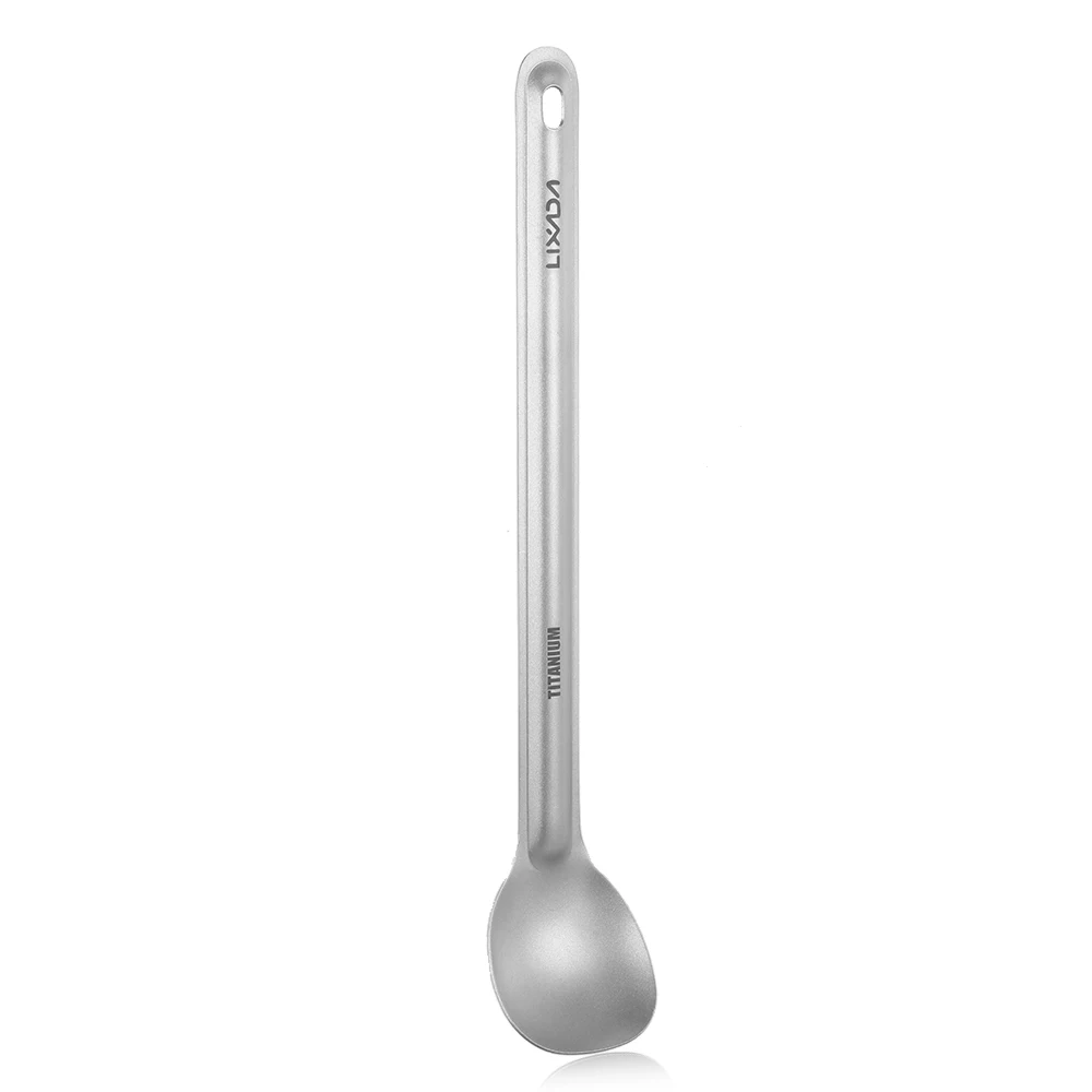 Lixada Titanium Long Handle Spoon Outdoor Portable Dinner Spoon Cutlery Camping Backpacking Picnic Ultralight 15g