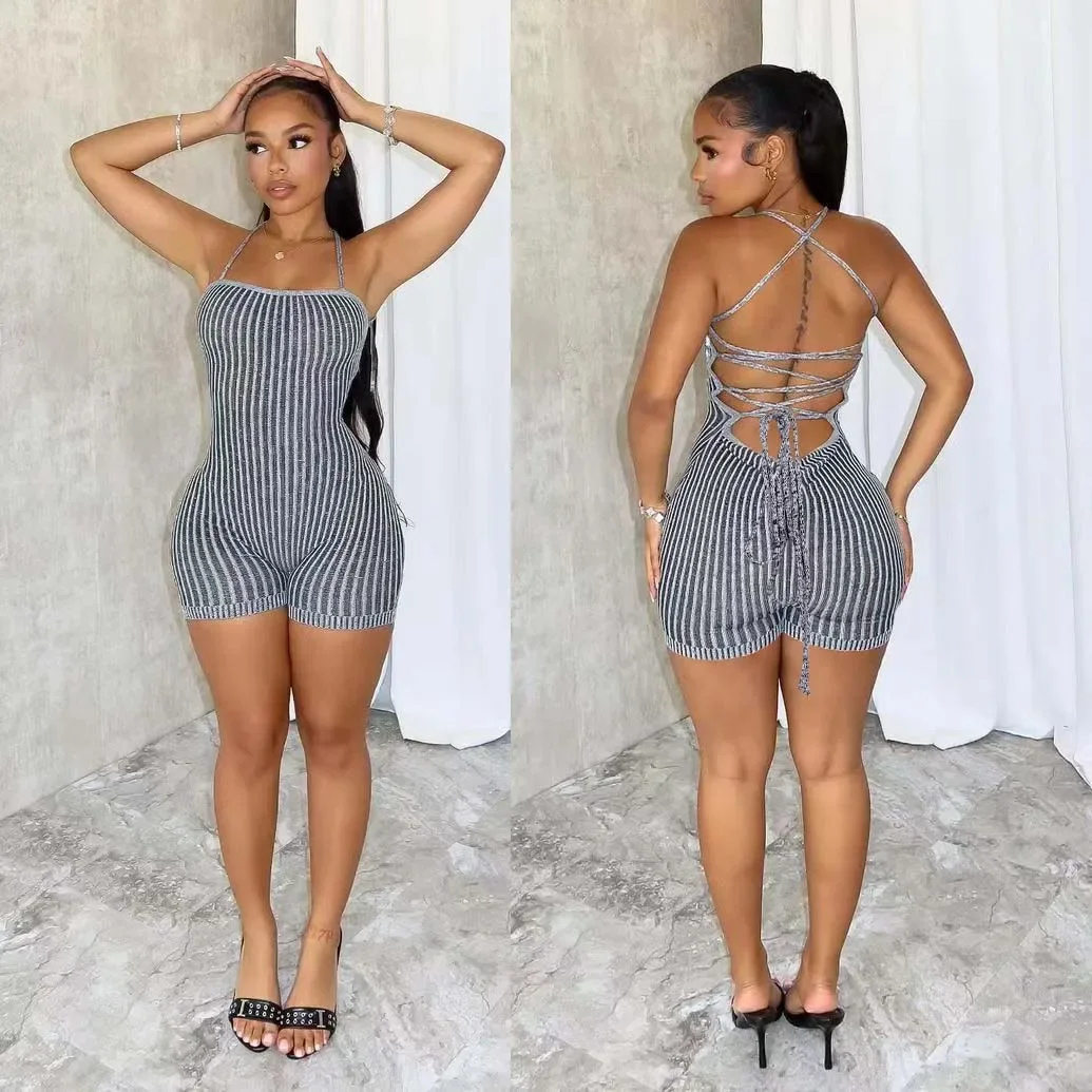 Sexy Knitted Crochet Jumpsuits 2024 Summer Clothes Women Club Party Rompers Elegant Luxury Bodycon One Piece Bandage Jumpsuit