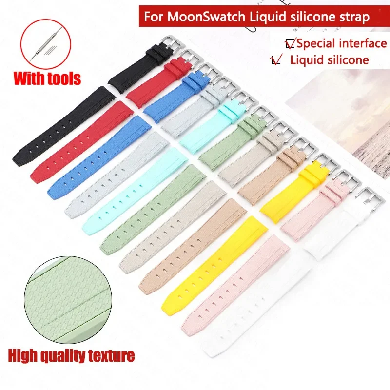 Cinturino In Silicone Con Estremità Curva Per Omega X Swatch Moonswatch Per Rolex Fibbia In Acciaio Inossidabile Uomo Donna Cinturino Impermeabile 20M