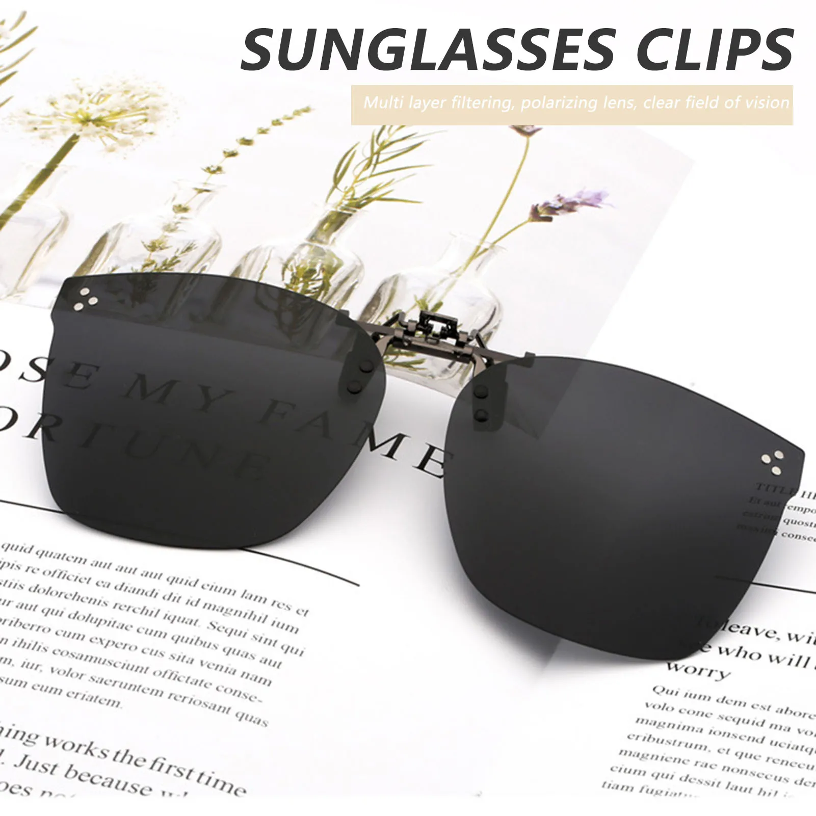 

Clip On Sunglasses Rimless Clips Soli Onto Nearsighted Glasses for Men Women Flip Up and Down Sunglasses Clips Easy to Install