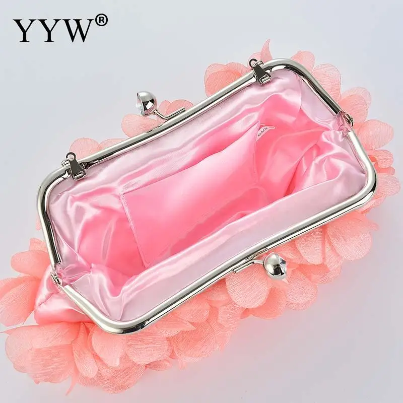 Fashion Brand Floral Bride Handbag Soft Cloth Metal Top Clutch Purse Bag Casual Solid Color Flower Tote Bag Crossbody Satchels