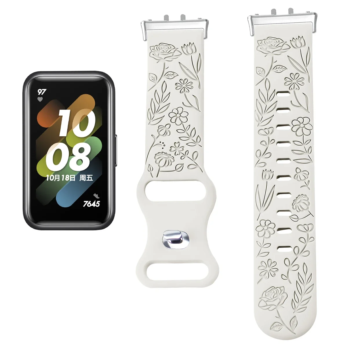 Floral Engraved Silicone Strap