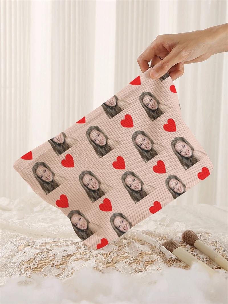 New women's makeup bag, customized photo makeup bag, zipper makeup bag, can be customized according to your unique design