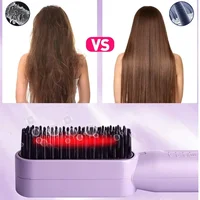 Lisseur de cheveux sans fil, brosse à ions négatifs, peigne chaud, chauffage électrique multifonction, droit pour la maison et les voyages 6