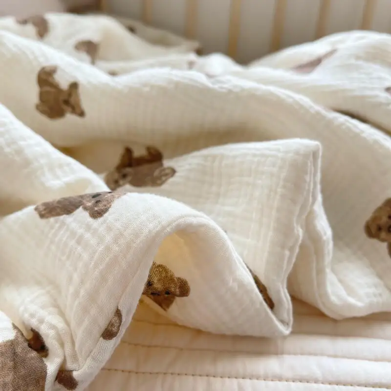 Cotton Muslin Baby and Toddler Quilt Bear Quilt Blanket Baby Boys' Crib Blanket