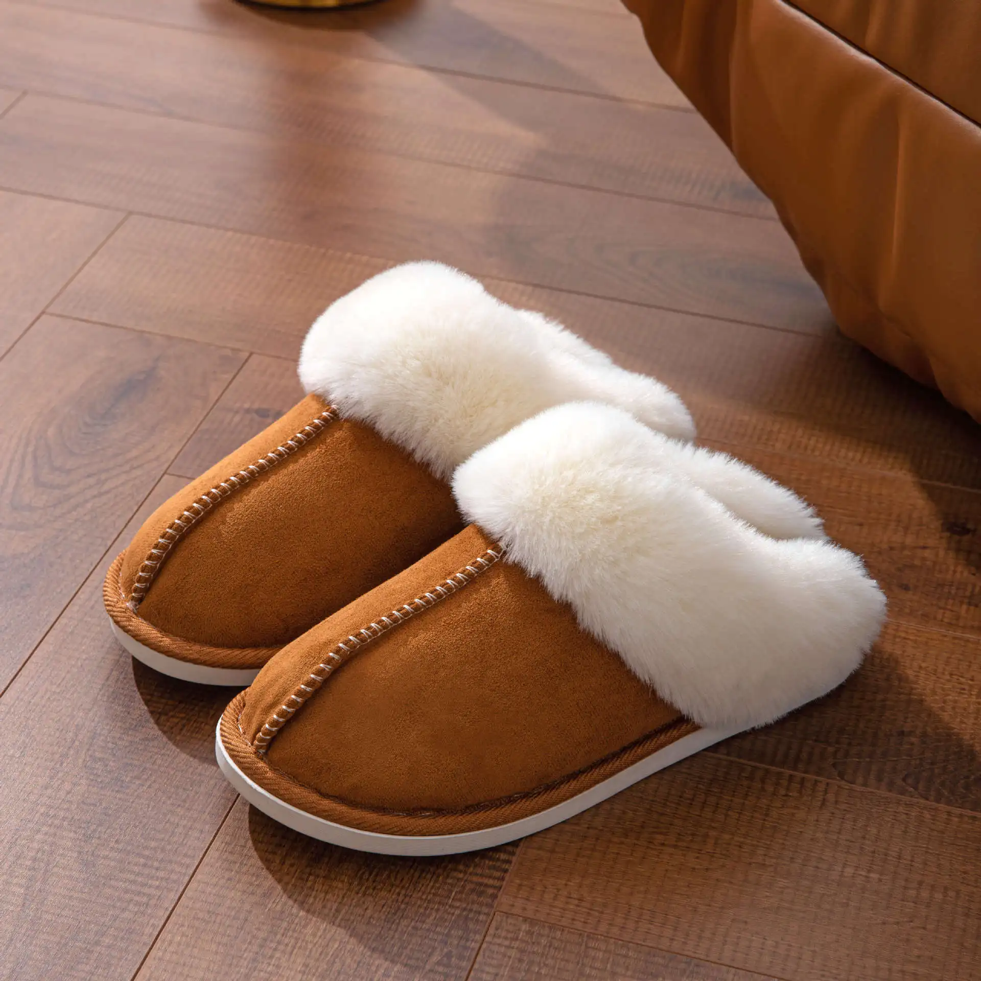 2023 Plush Warm Home Flat Slippers Lightweight Soft Comfortable Winter Slippers Women's Cotton Shoes Indoor Plush Slippers