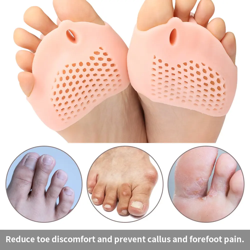Silicone Forefoot Pads Gel Insoles Pads Toe Separator Cushion Pad Pain Relief Insoles Finger Toe Valgus Corrector Gel 2pcs